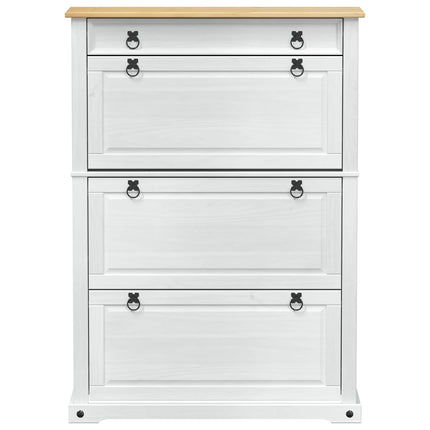 Skoskåp med låda Corona Vit 99 x 32 x 138 cm Massiv furu