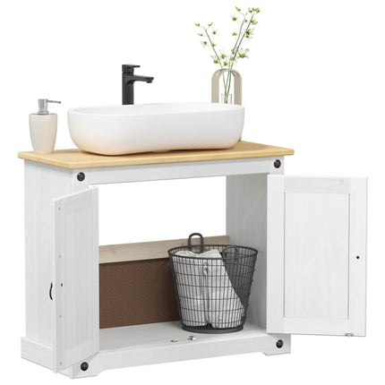 Diskbänksskåp med hylla Vit 73 x 33 x 60 cm Massiv furu