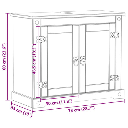 Diskbänksskåp med hylla Vit 73 x 33 x 60 cm Massiv furu