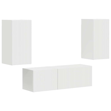TV väggskåp set Väggmonterad 4 pcs Vit Konstruerat trä