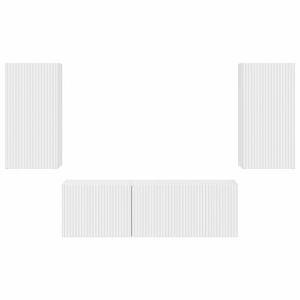 TV väggskåp set Väggmonterad 4 pcs Vit Konstruerat trä