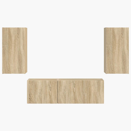 TV väggskåp set Väggmonterad 4 pcs Sonoma-ek Konstruerat trä