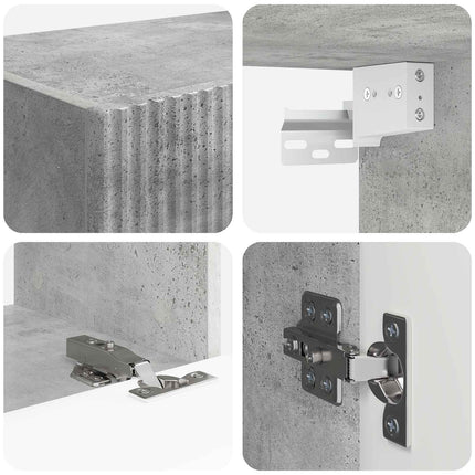 TV väggskåp set Väggmonterad 4 pcs Betonggrå Konstruerat trä