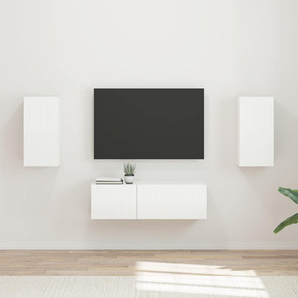 TV väggskåp set 4 pcs Högblanka vita Konstruerat trä