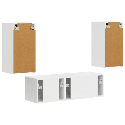 TV väggskåp set 4 pcs Högblanka vita Konstruerat trä