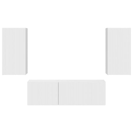 TV väggskåp set 4 pcs Högblanka vita Konstruerat trä