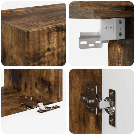 TV väggskåp set Väggmonterad 4 pcs Rökt ek Konstruerat trä