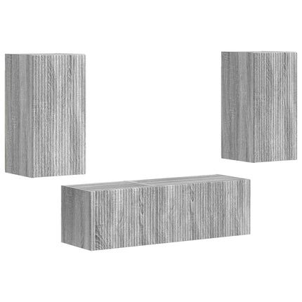 TV väggskåp set Väggmonterad 4 pcs Grå Sonoma Konstruerat trä