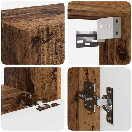 TV väggskåp set Väggmonterad 4 pcs Gammalt trä Konstruerat trä