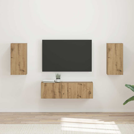 TV väggskåp set Väggmonterad 4 pcs Artisan Ek Konstruerat trä