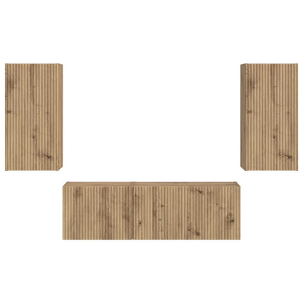 TV väggskåp set Väggmonterad 4 pcs Artisan Ek Konstruerat trä