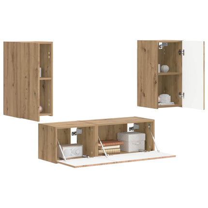 TV väggskåp set Väggmonterad 4 pcs Artisan Ek Konstruerat trä