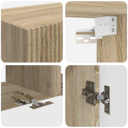 TV väggskåp set Väggmonterad 4 pcs Sonoma-ek Konstruerat trä