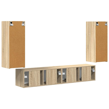 TV väggskåp set Väggmonterad 4 pcs Sonoma-ek Konstruerat trä