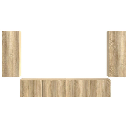 TV väggskåp set Väggmonterad 4 pcs Sonoma-ek Konstruerat trä