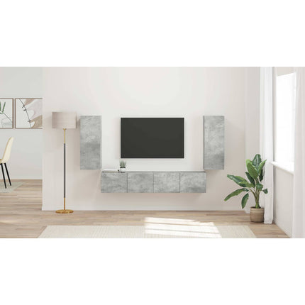 TV väggskåp set 4 st Betonggrå Konstruerat trä