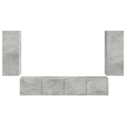 TV väggskåp set Väggmonterad 4 pcs Betonggrå Konstruerat trä