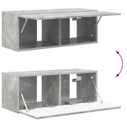 TV väggskåp set Väggmonterad 4 pcs Betonggrå Konstruerat trä