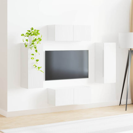TV väggskåp set 4 pcs Högblanka vita Konstruerat trä