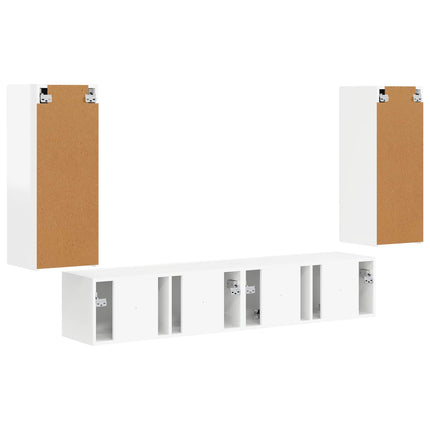 TV väggskåp set 4 pcs Högblanka vita Konstruerat trä