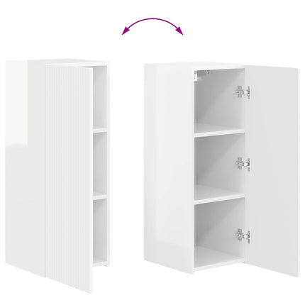 TV väggskåp set 4 pcs Högblanka vita Konstruerat trä