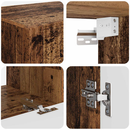 TV väggskåp set Väggmonterad 4 pcs Gammalt trä Konstruerat trä