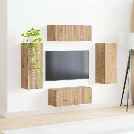 TV väggskåp set Väggmonterad 4 pcs Artisan Ek Konstruerat trä