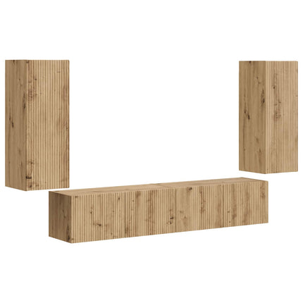 TV väggskåp set Väggmonterad 4 pcs Artisan Ek Konstruerat trä
