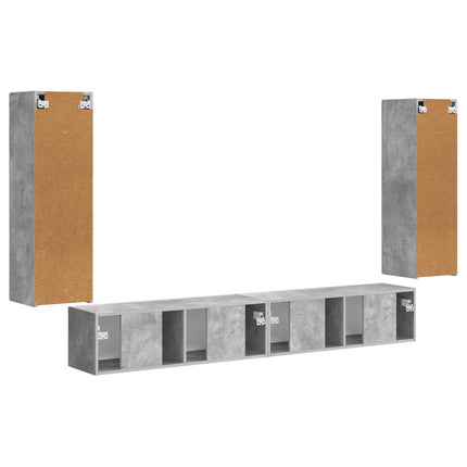 TV väggskåp set Väggmonterad 4 pcs Betonggrå Konstruerat trä