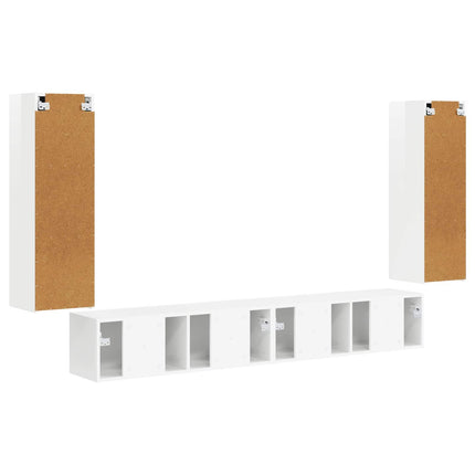 TV väggskåp set 4 pcs Högblanka vita Konstruerat trä