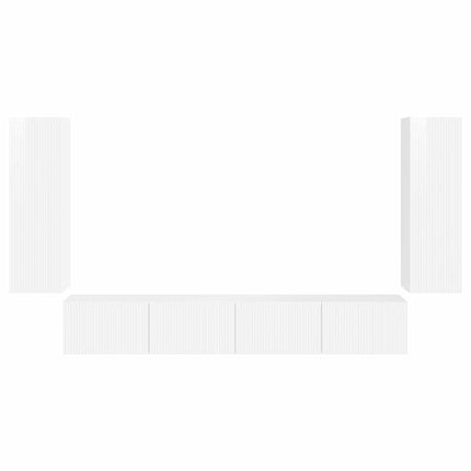 TV väggskåp set 4 pcs Högblanka vita Konstruerat trä