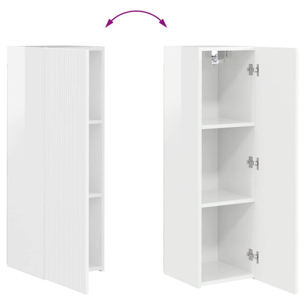 TV väggskåp set 4 pcs Högblanka vita Konstruerat trä