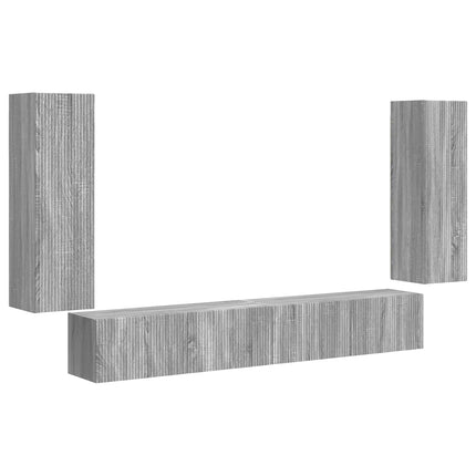 TV väggskåp set Väggmonterad 4 pcs Grå Sonoma Konstruerat trä