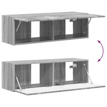 TV väggskåp set Väggmonterad 4 pcs Grå Sonoma Konstruerat trä
