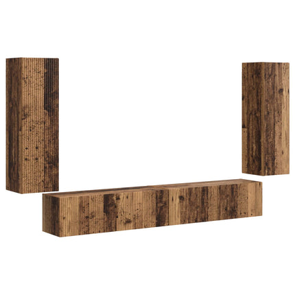 TV väggskåp set 4 pcs 29,5 x 31 x 100 cm Gammalt trä