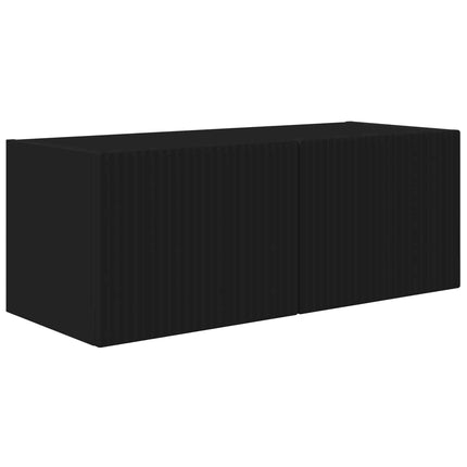TV väggskåp set Väggmonterad 4 pcs Svart Konstruerat trä