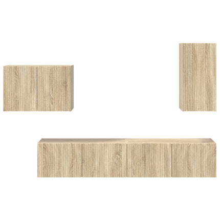 TV väggskåp set Väggmonterad 4 pcs Sonoma-ek Konstruerat trä