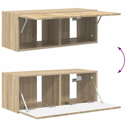 TV väggskåp set Väggmonterad 4 pcs Sonoma-ek Konstruerat trä