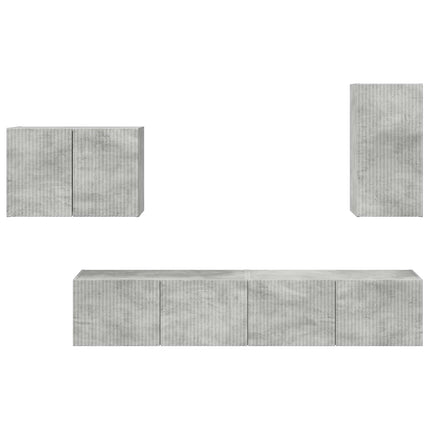 TV väggskåp set Väggmonterad 4 pcs Betonggrå Konstruerat trä