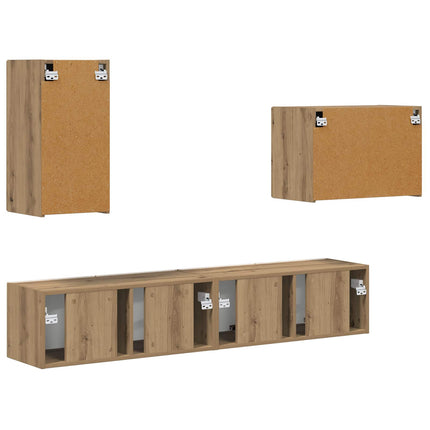 TV väggskåp set Väggmonterad 4 pcs Artisan Ek Konstruerat trä