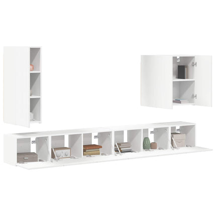 TV väggskåp set Väggmonterad 6 pcs Vit