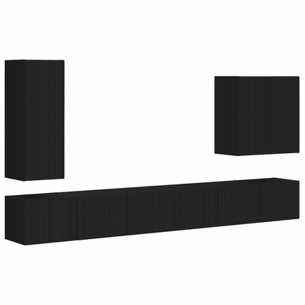 TV väggskåp set Väggmonterad 6 pcs Svart