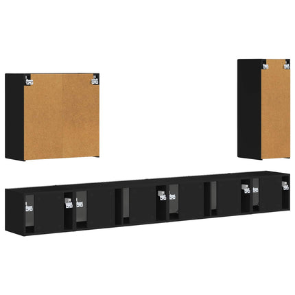 TV väggskåp set Väggmonterad 6 pcs Svart