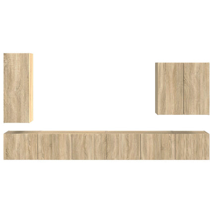 TV väggskåp set Väggmonterad 6 pcs Sonoma-ek