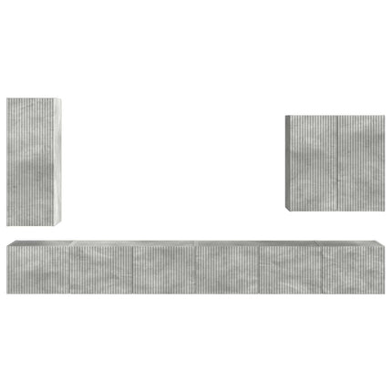 TV väggskåp set Väggmonterad 6 pcs Betonggrå