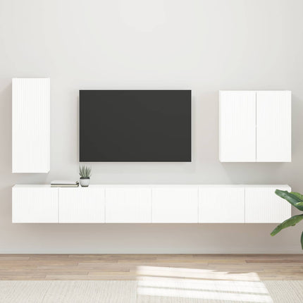 TV väggskåp set Väggmonterad 6 pcs Högblanka vita