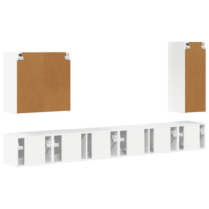 TV väggskåp set Väggmonterad 6 pcs Högblanka vita