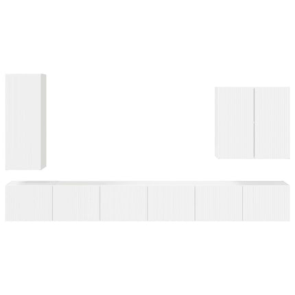 TV väggskåp set Väggmonterad 6 pcs Högblanka vita