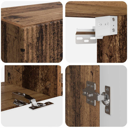TV väggskåp set Väggmonterad 6 pcs Gammalt trä