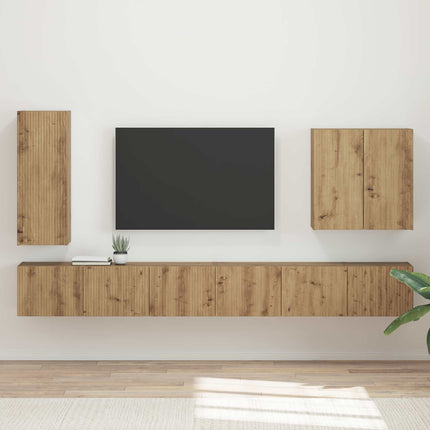 TV väggskåp set Väggmonterad 6 pcs Artisan Ek
